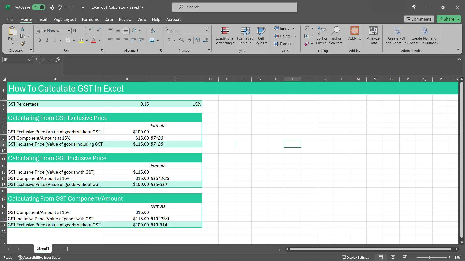 Cover image for the how to calculate GST in Excel guide